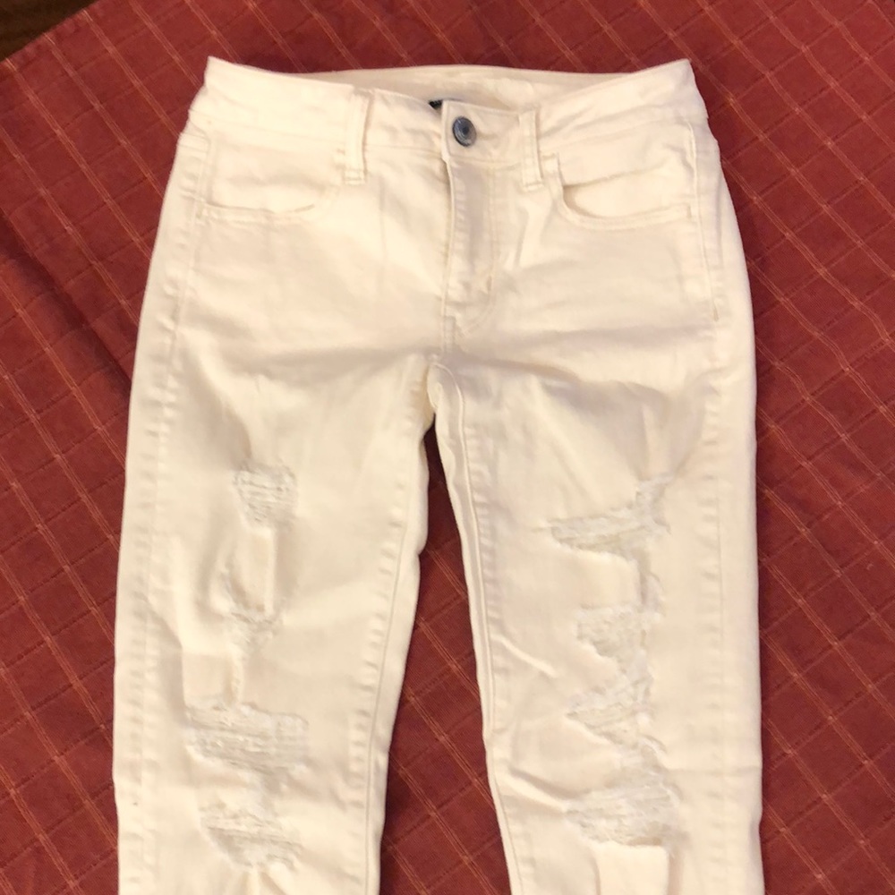 American Eagle Super Stretch White Jeans Sz 2 Reg